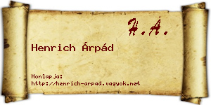 Henrich Árpád névjegykártya